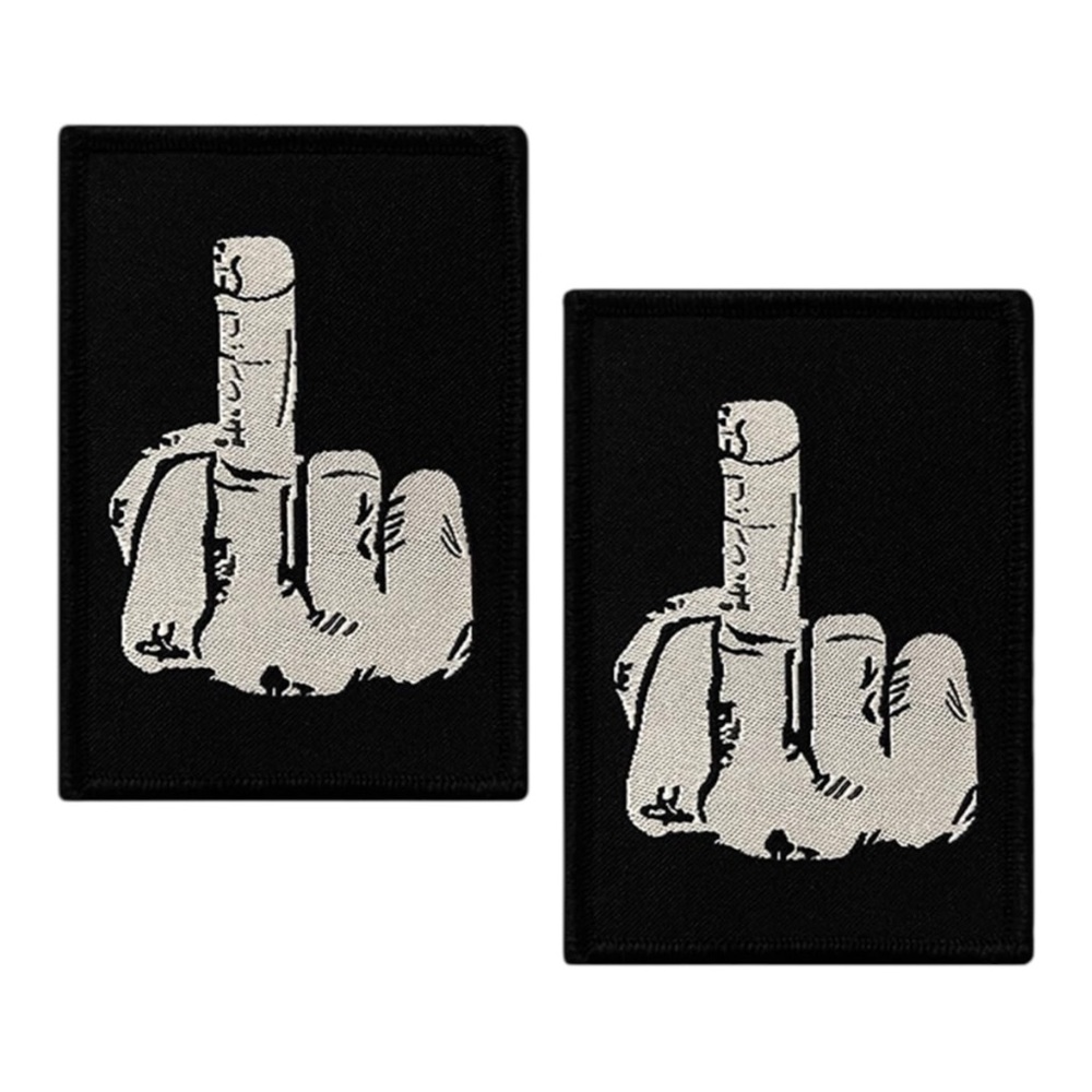 Pack of 2 Square Middle Finger Funny Patch Removable Patches